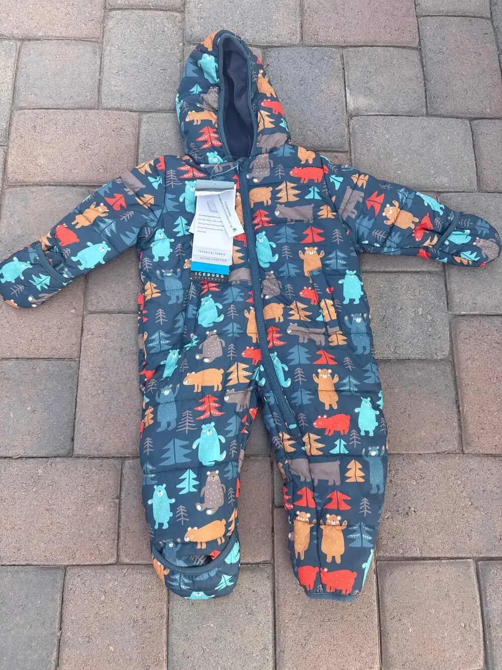 NEW Infant Quilted Snowsuit 18 Months Animal Print Insulated One Piece NWT